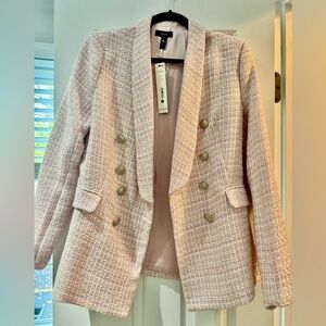 NWT Blush Tweed Double-Breasted Blazer